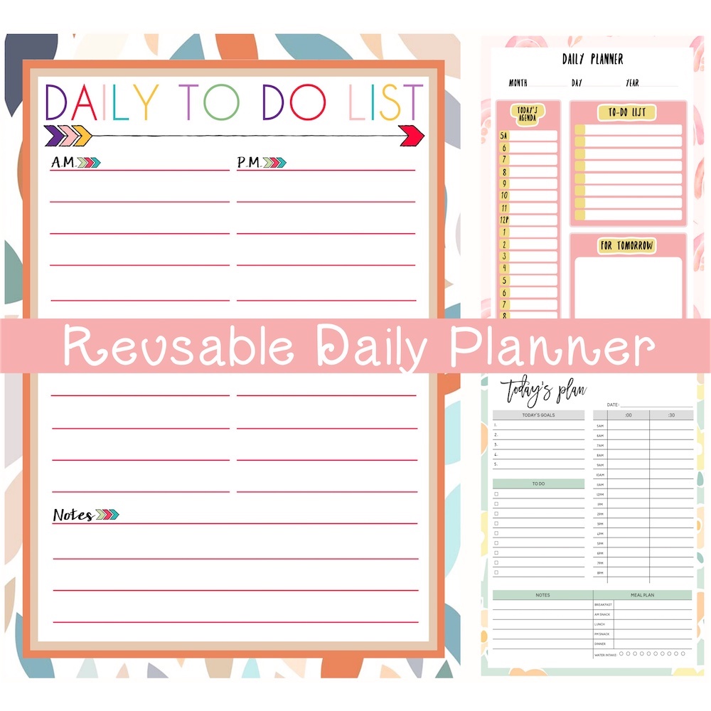 Daily Weekly Planner REUSABLE ERASABLE - A4 Size SUPERPREP Laminated ...
