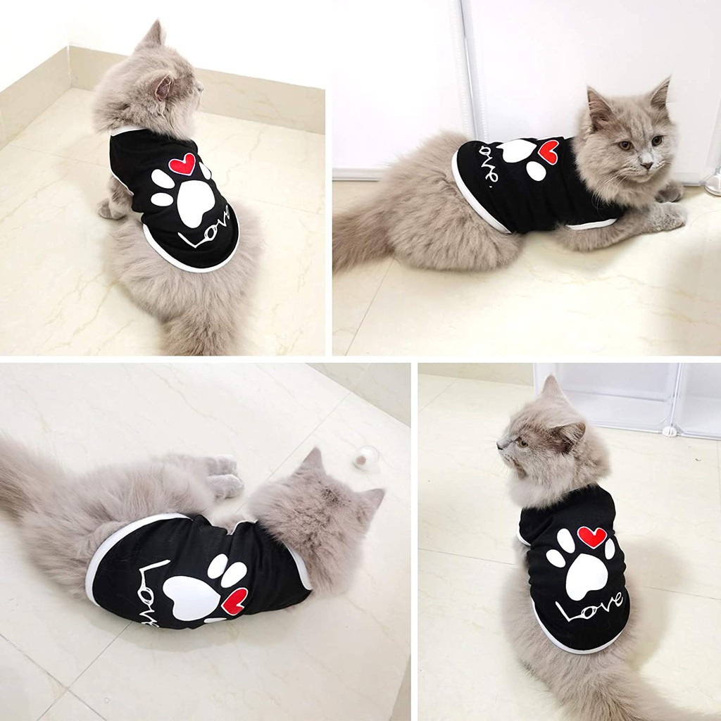 Vest Small Pet Shirt Cat Dog Clothes Summer Puppy Kitty  Paw Print Heart Love T-shirt For Dog #8