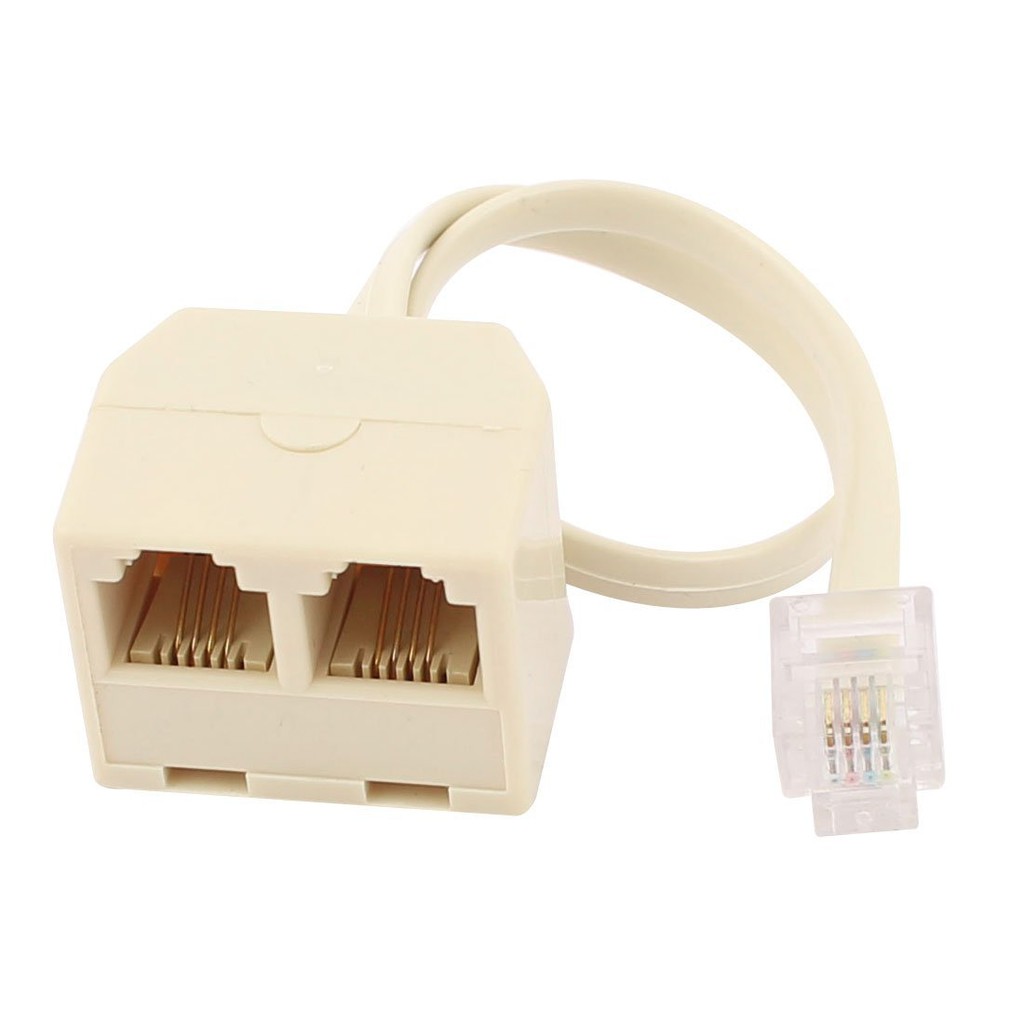 RJ11 6P4C 2 Way Outlet Telephone Jack Line Splitter Adapter Beige Shopee Philippines