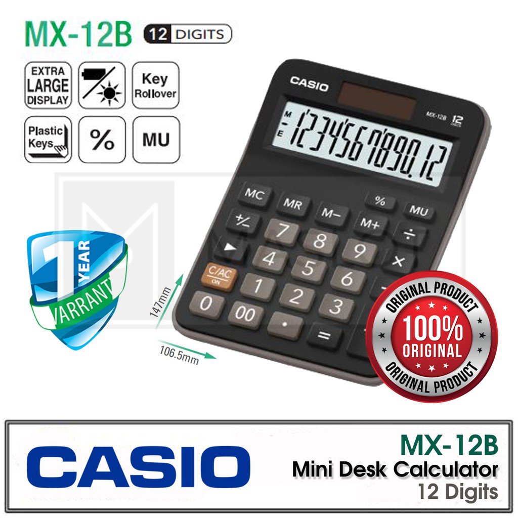 Casio MX12B 12 Digit Calculator (2 Way Power) Shopee Philippines