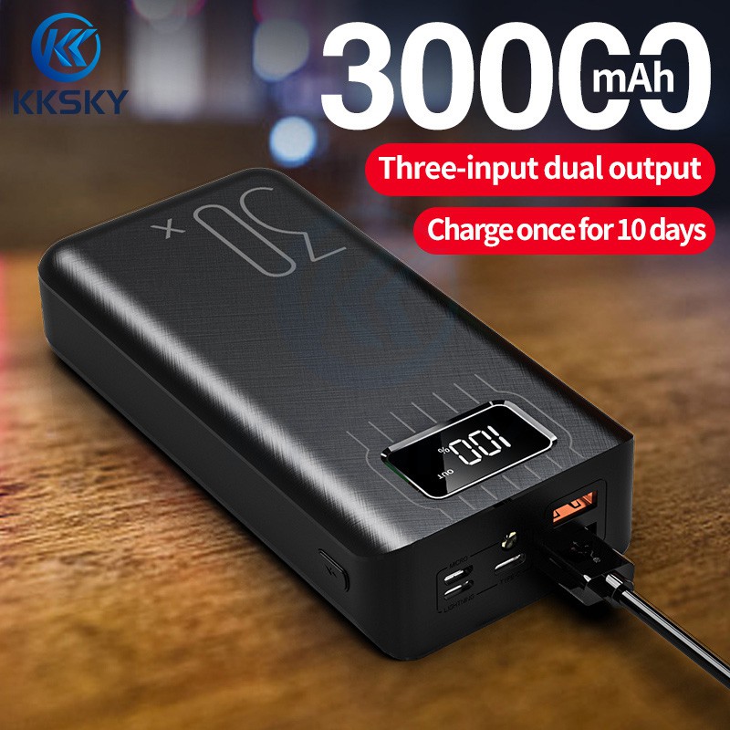 KKSKY 200% Original P30 Powerbank 30000mAh Fast Charging LED Power Bank