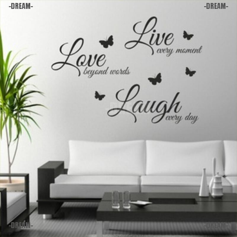 Dream LIVE LAUGH LOVE Wall Quote Butterflies Stickers Vinyl Decal Removable Home Art