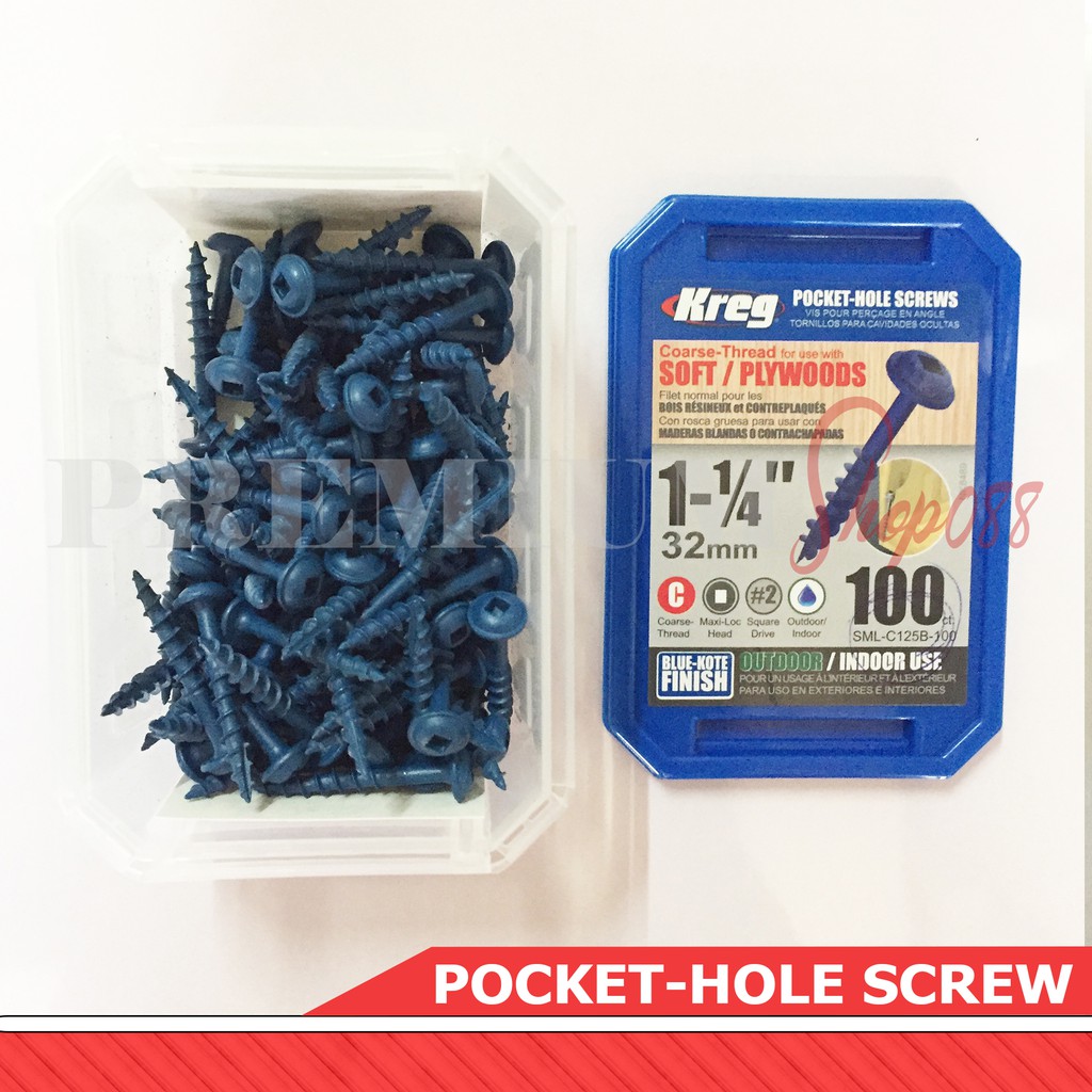 Kreg Pockethole Wood Screw 1 14 32mm Indoor And Outdoor Pocket Hole