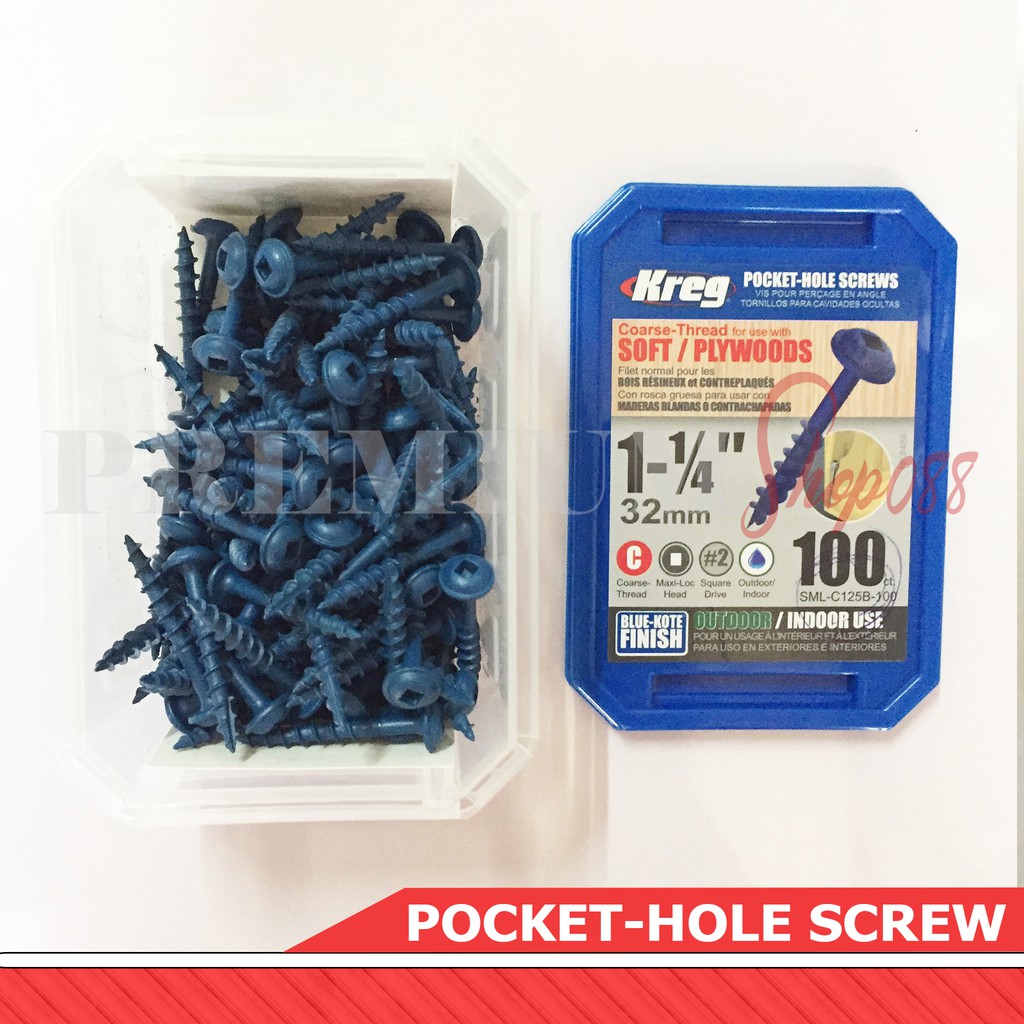 Kreg Pockethole Wood Screw 11/4" 32mm Indoor & Outdoor Pocket Hole