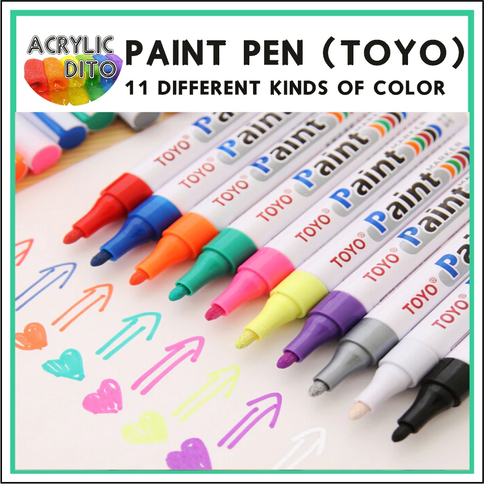 Paint Marker Pen Toyo Waterproof Acrylic Glass Paper Rubber Fabric Metal Car Motorcycle Color