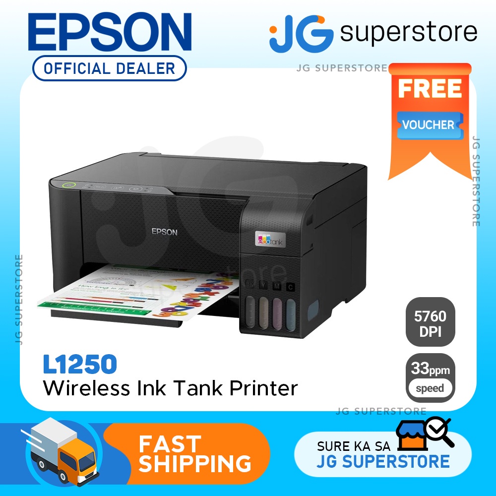 Epson Ecotank L1250 A4 Wi Fi Ink Tank Printer Wireless Heat Free With 5760 X 1440 Dpi 33ppm 4892