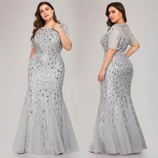 silver formal plus size dress