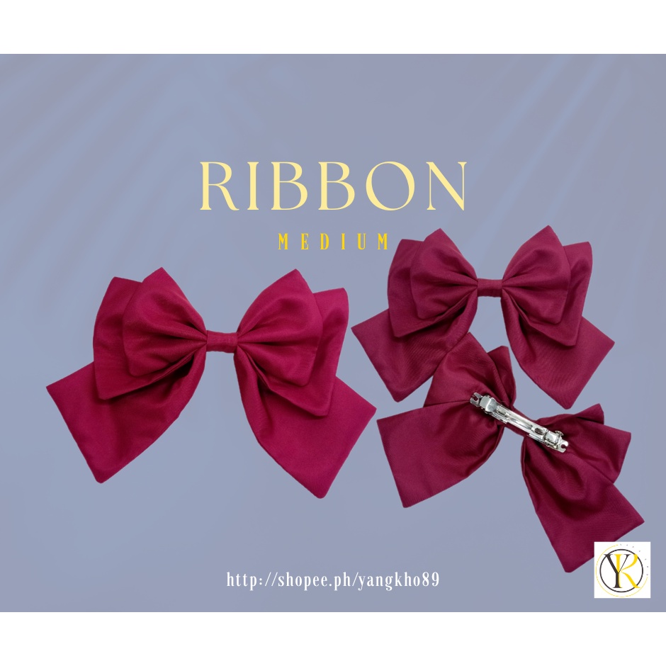 Ribbon Bow Hair Clip ( Maroon ) Shopee Philippines