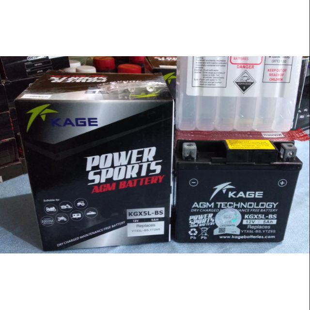 KAGE BATTERY KGX5L BS 12V , 5Ah for RAIDER 150 & HONDA CLICK Shopee Philippines