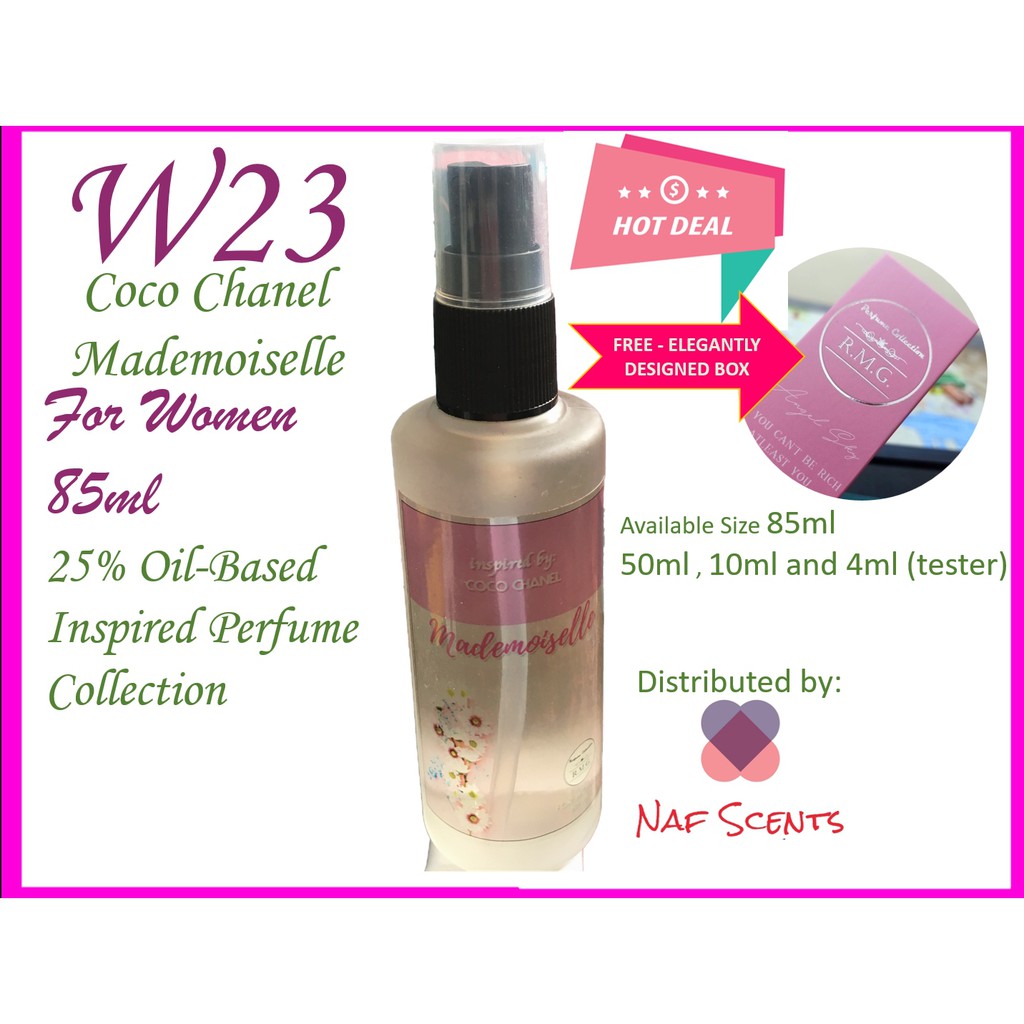 85ml Coco Chanel Mademoiselle Inspired Rmg Oilbased Perfume Free Box Shopee Philippines
