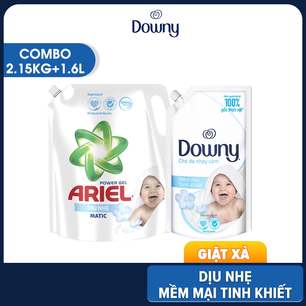 Combo laundry detergent Ariel matic mild detergent for skin 2.1kg bag