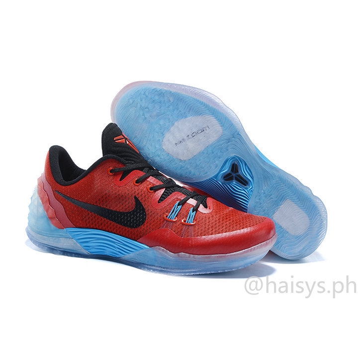 red and blue basketball shoes