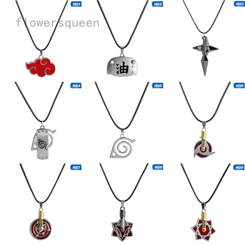 flowersqueen Naruto Red Cloud Pendant Necklace Leaf Symbol Logo Pendant