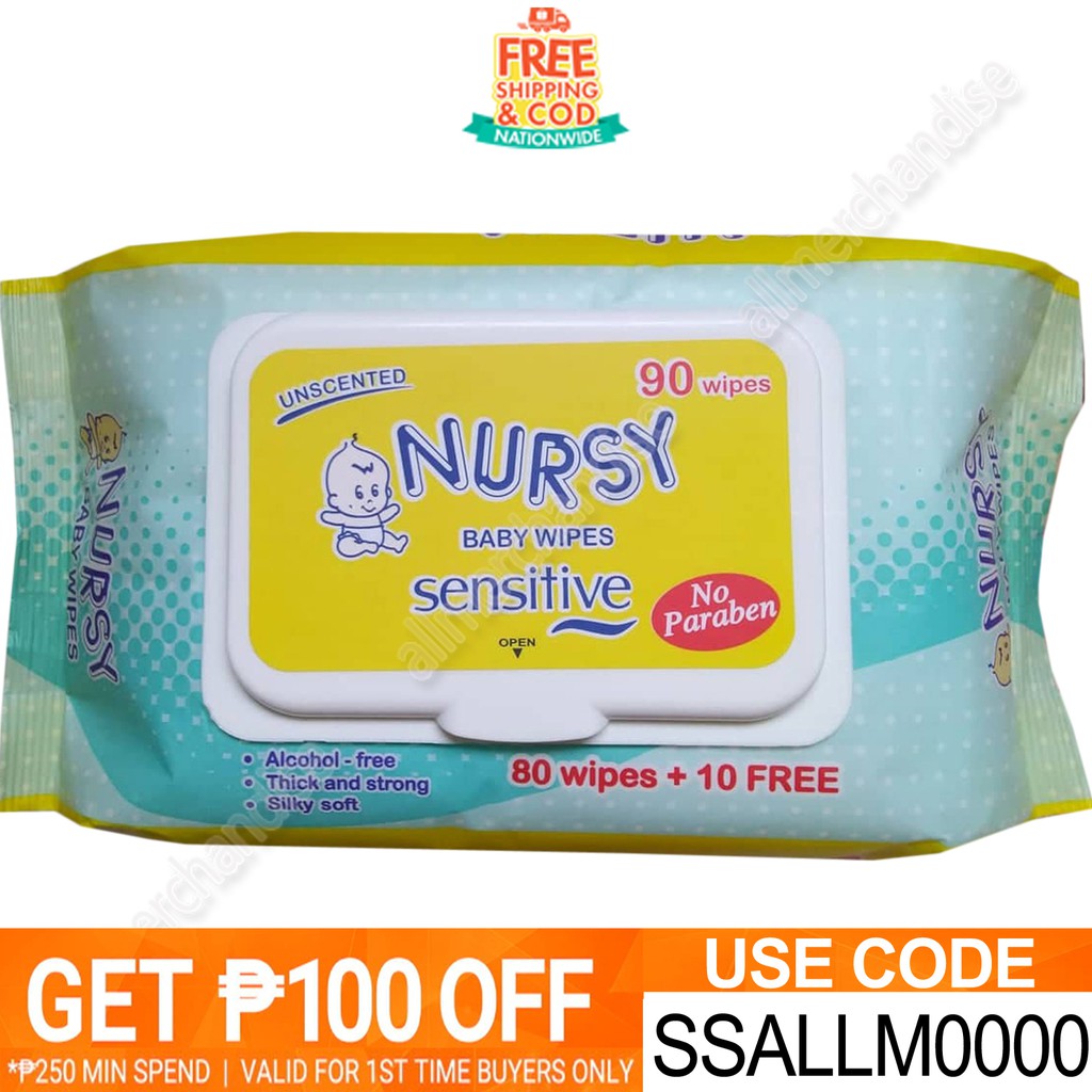 COD Nursy Baby Wipes Sensitive 80 + 10 