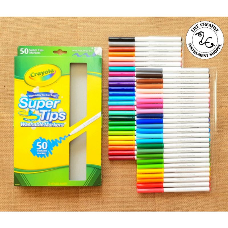 CRAYOLA SUPERTIPS Washable Markers - Set Of 50 (Thin/Thick Nib ...