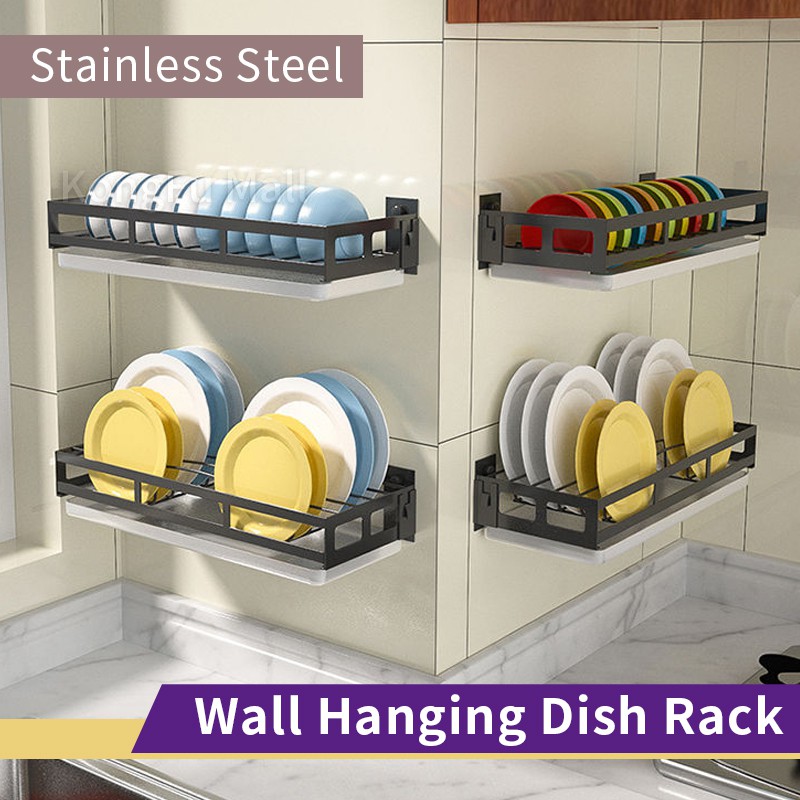 Wall Mounted Dish Dryer Rack Stainless Steel Kitchen Organizer Hanging Drainer Bowl Plate Ee Philippines - Plate Holder For Wall Hanging