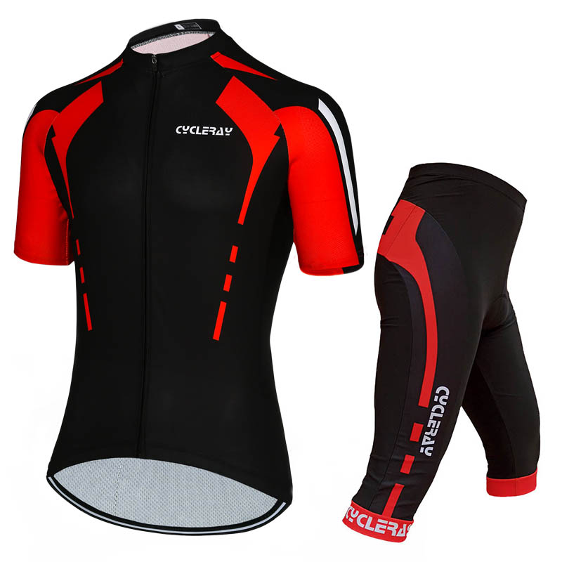 1Set Cycling Jersey Set MTB Shirt with Silicone Gel Padded Baju Basikal