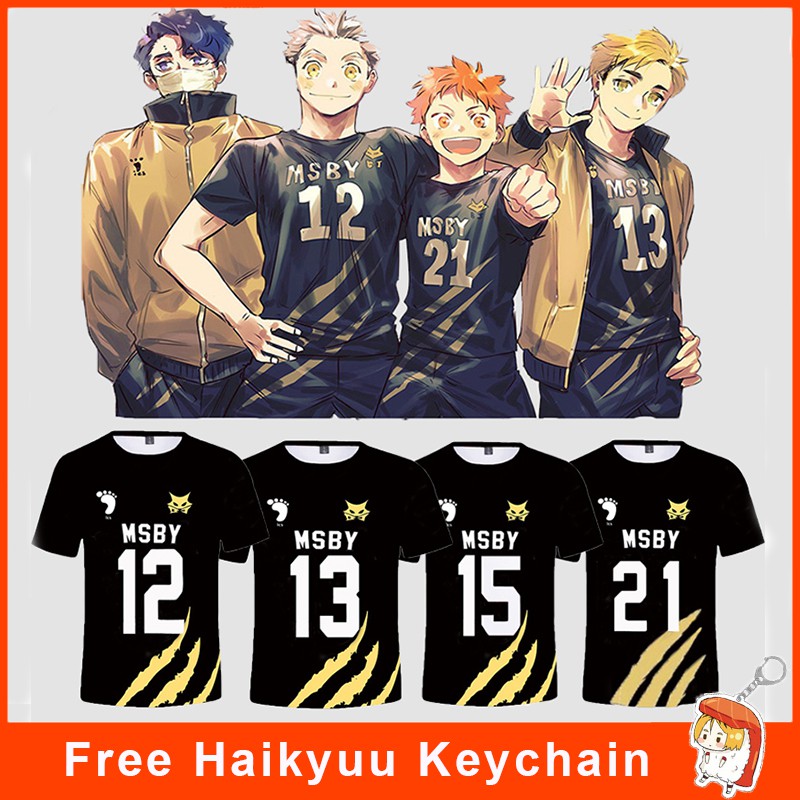 Cod Ready Haikyuu Msby Jersey Bj T Shirt Cosplay Short Sleeve Costume Karasuno Hinata Bokuto Sportswear Sport Tee Anime Uniform Set Shopee Philippines