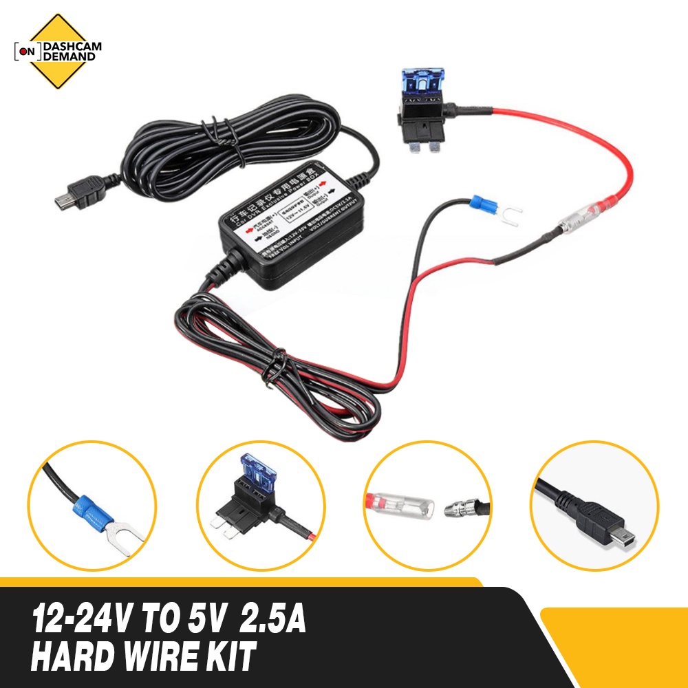 1224V To 5V 2.5A Car Dash Cam Charger Adapter Hard Wire Kit Shopee