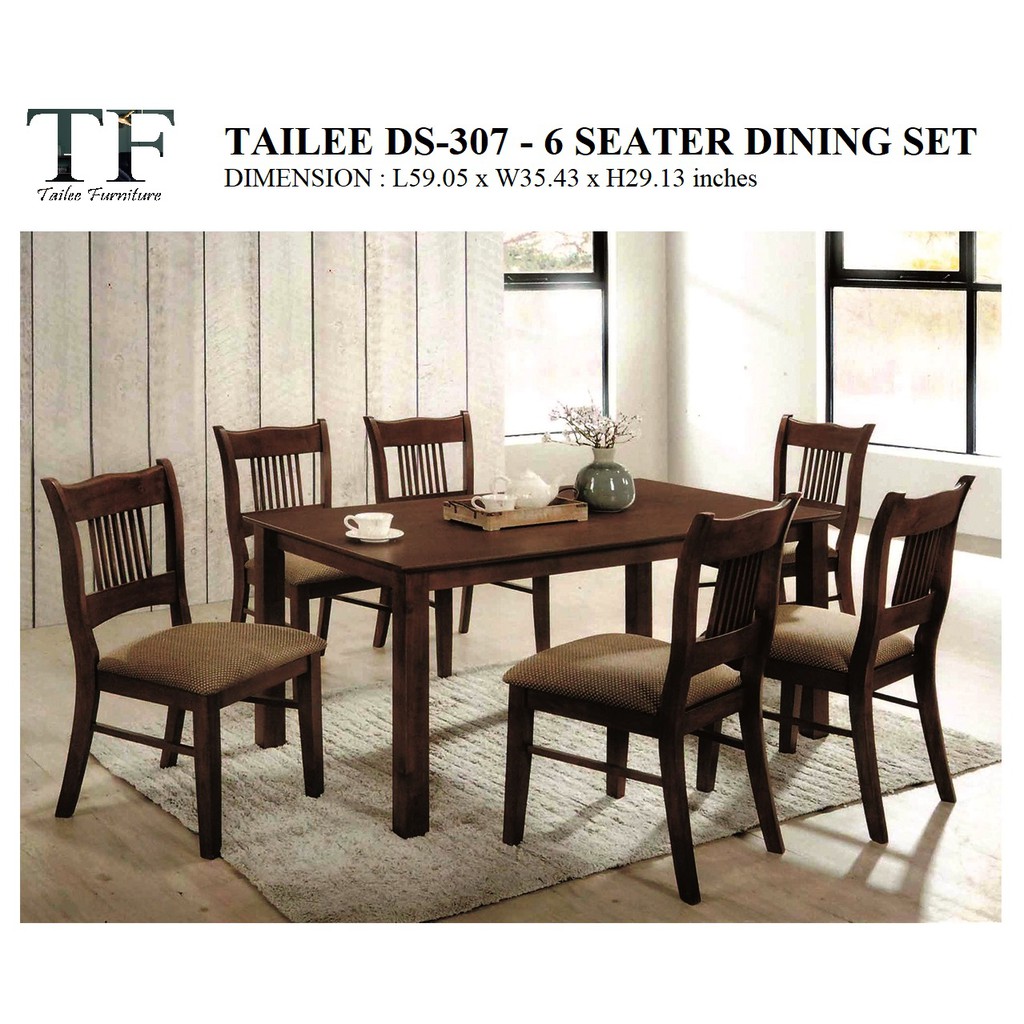 TAILEE 6 SEATER WOODEN DINING SET / CUSHION SEATPAD Shopee Philippines