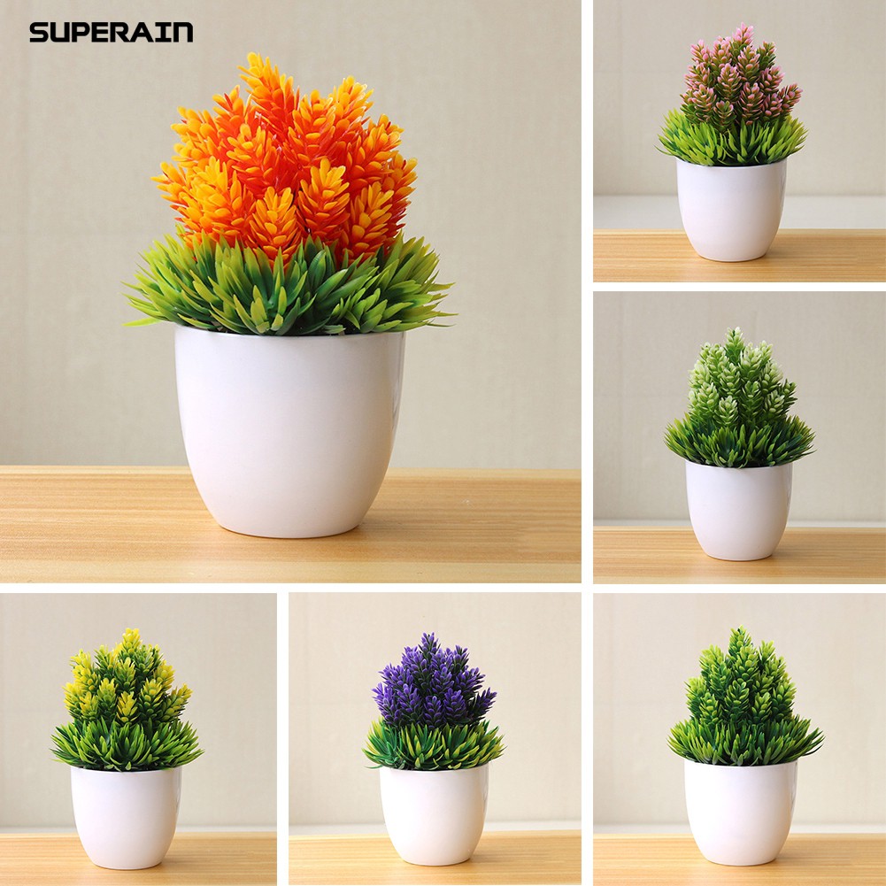 Superain Artificial Potted Plant Fake Table Decor For Home Hotel