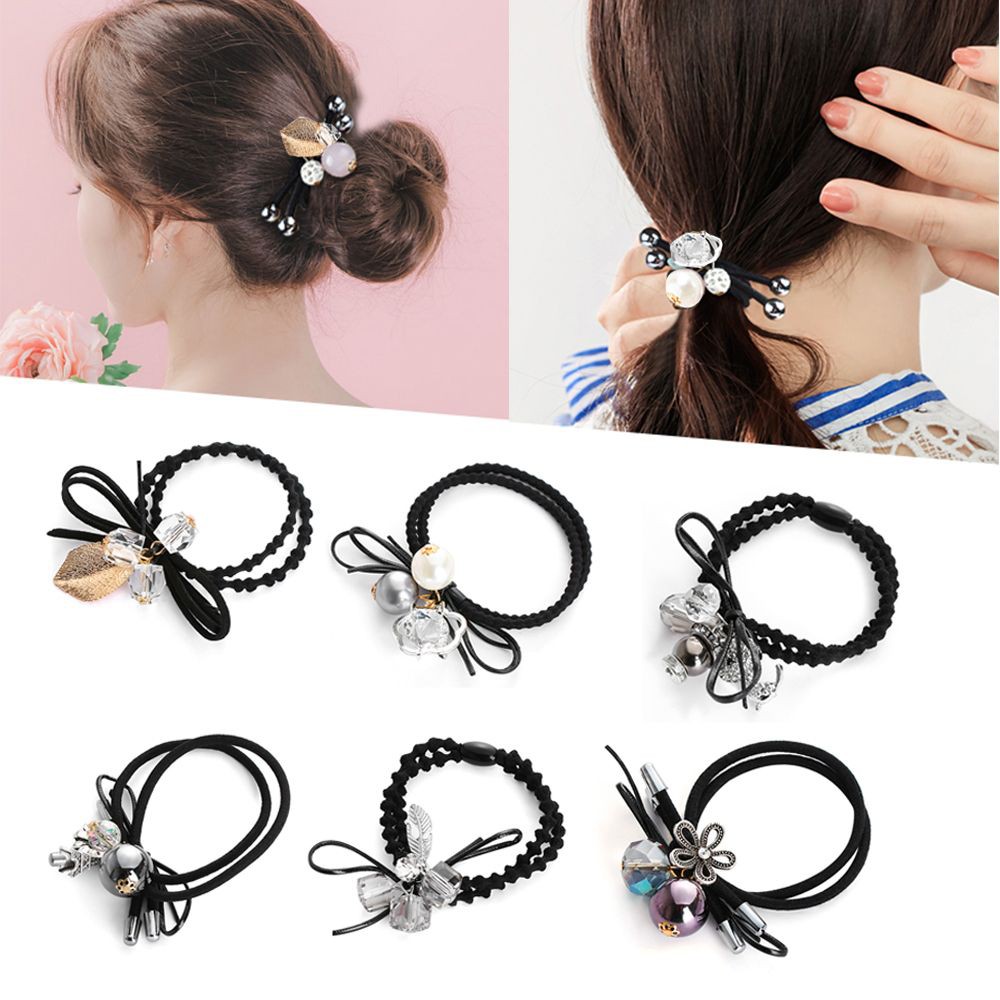 Headwear Crystal Hair Band Flower Pearls Hair Rope Girl Elastic