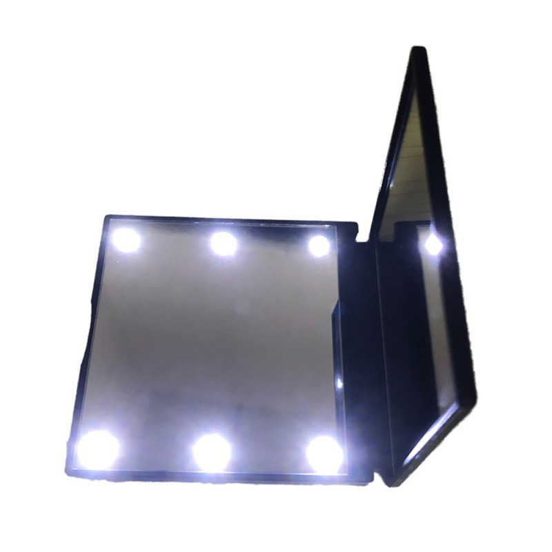 Led Square Makeup Mirror Foldable Double Sided Abs Hd Mirror Makeup