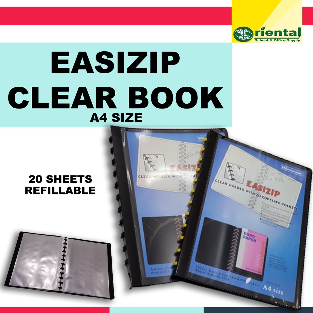 Easizip Refillable Clear book in A4 size 20 pages Clear Sheet Display ...