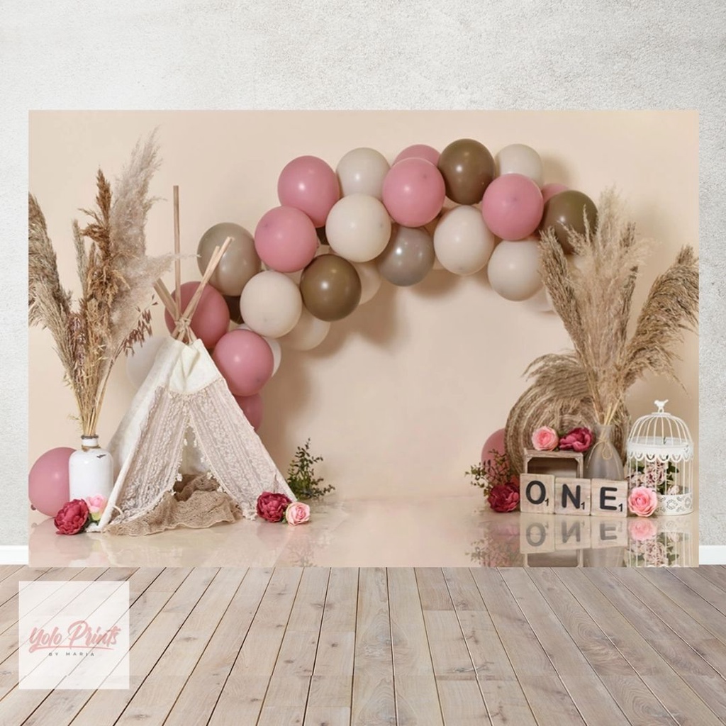 YOLO A40 Boho Girls Pink Balloon Tarpaulin Banner / Backdrop for ...