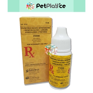 Otiderm Ear Drops For Cats and Dogs 15ml Antibacterial/Insecticidal colorless no stain Liquid LC
