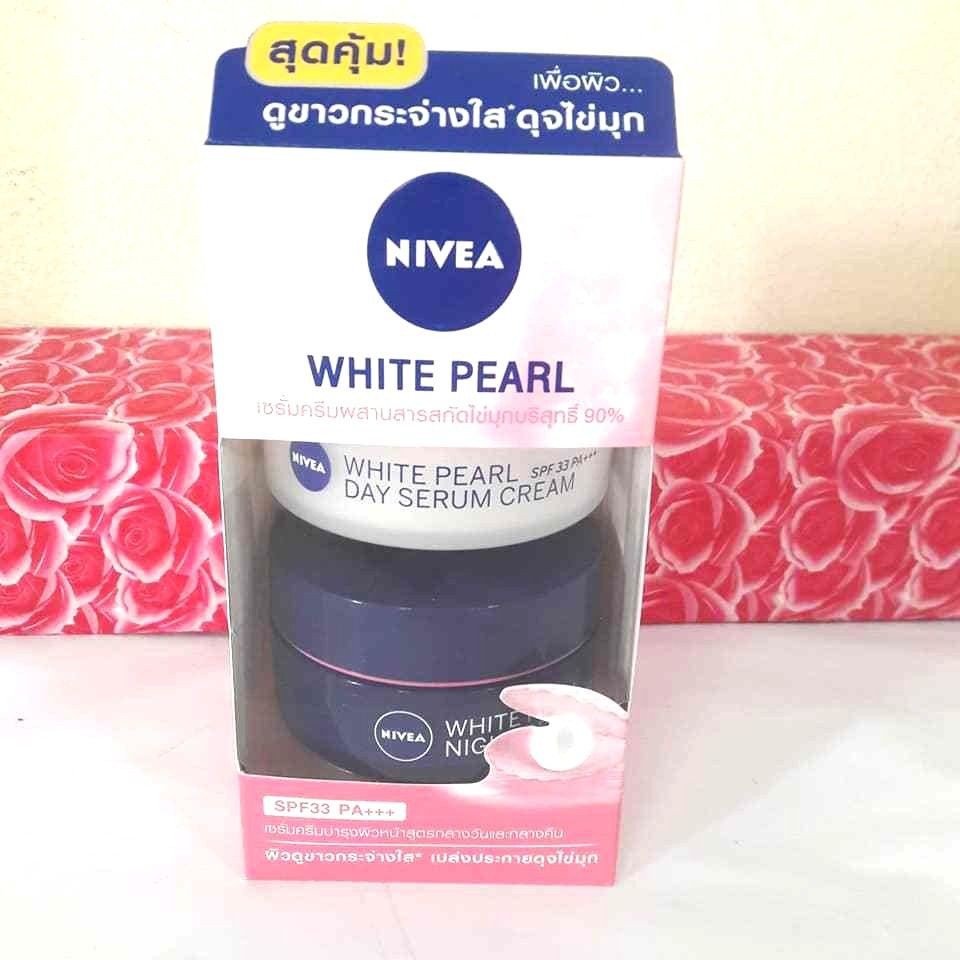 nivea white pearl night serum cream