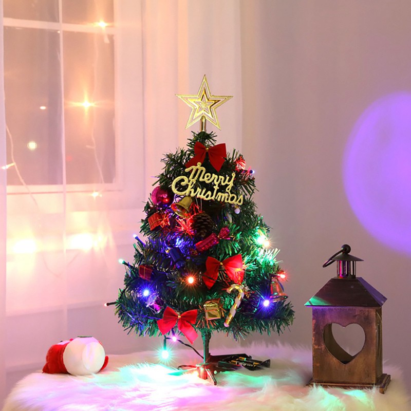 small christmas tree with lights