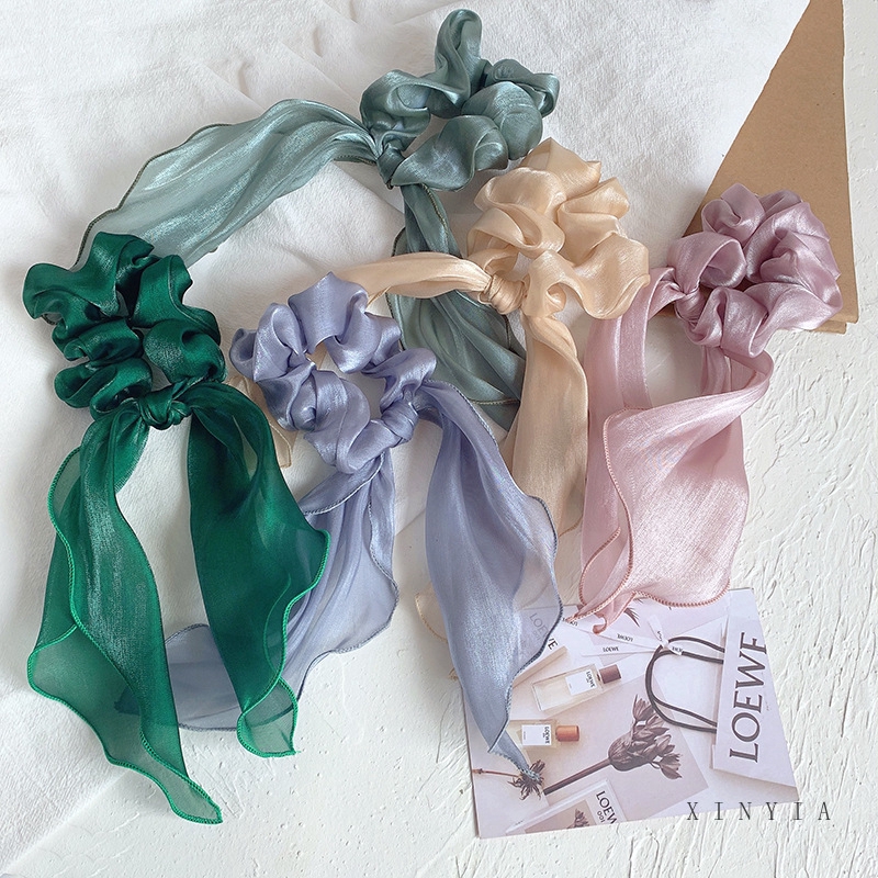 Korean Long Ribbon Bowknot Hair Tie Women Fashion Solid Color Hair Band ...