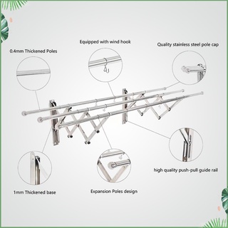 Sampayan Foldable Clothes Rack Wall Mounted Clothes Stainless Hanger Extendable sampayan outdoor dry #7