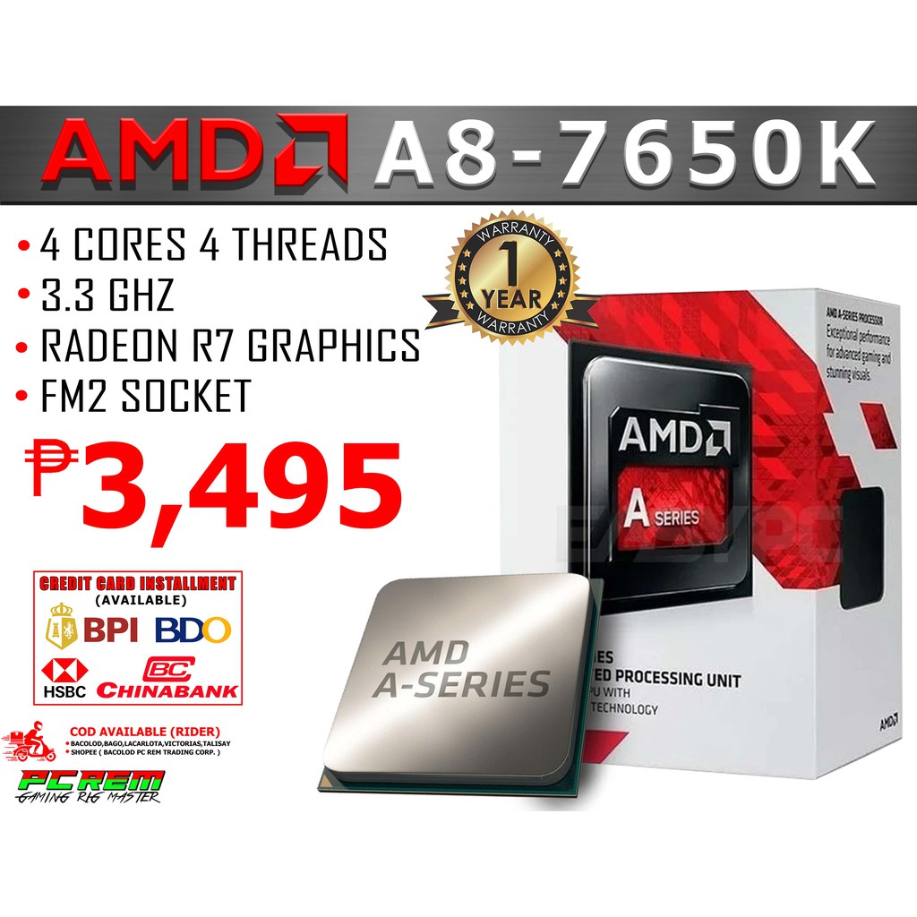 Amd A8 7650k 4 Cores 4 Threads Shopee Philippines