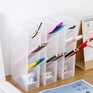 Simple transparent frosted oblique pen holder, finishing storage box, student desk stationery rack