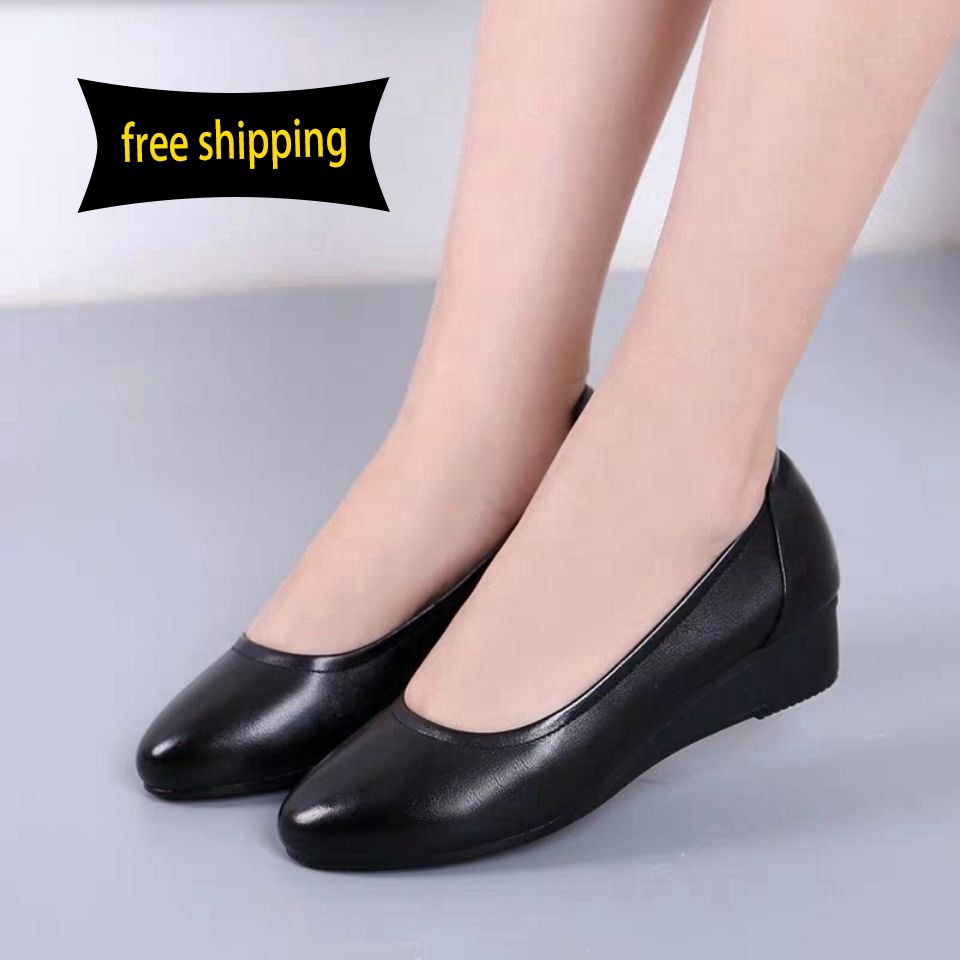black leather comfy work shoes