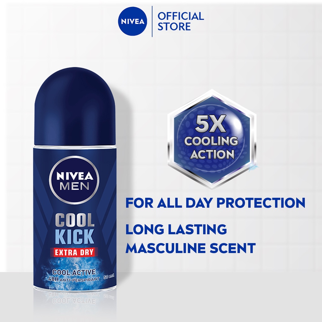 Nivea Men Cool Kick Extra Dry Deodorant Roll On 25ml / 50ml