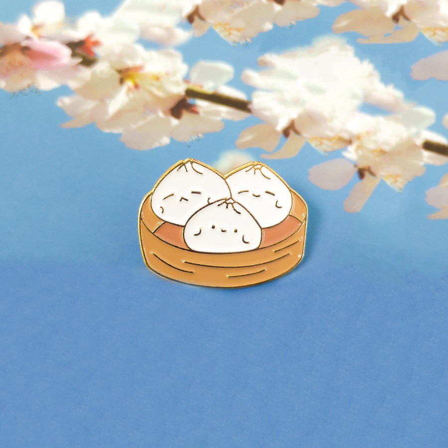Cartoon Bamboo Steamed Bun Brooch Cute Breakfast Q Version Xiaolongbao Badge All-match Denim Shirt Canvas Accessories Collar Pin Badge Eat Me If You Like