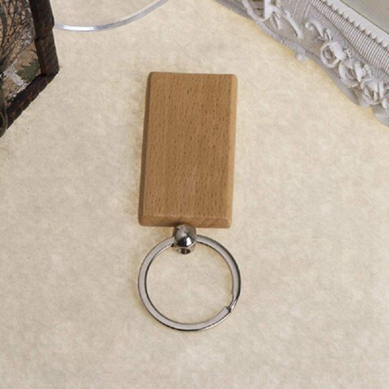 NEW STOCK 80Pcs Blank Rectangle Wooden Key Chain Diy Wood Keychains Key Tags