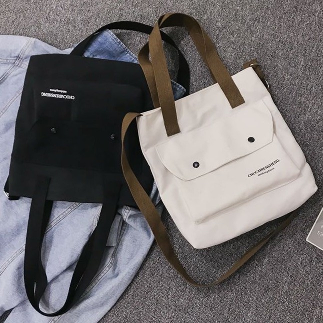 Korean Canvas Bag (Design No.31) Cross Body Shoulder Bag 2 Handle Katsa ...