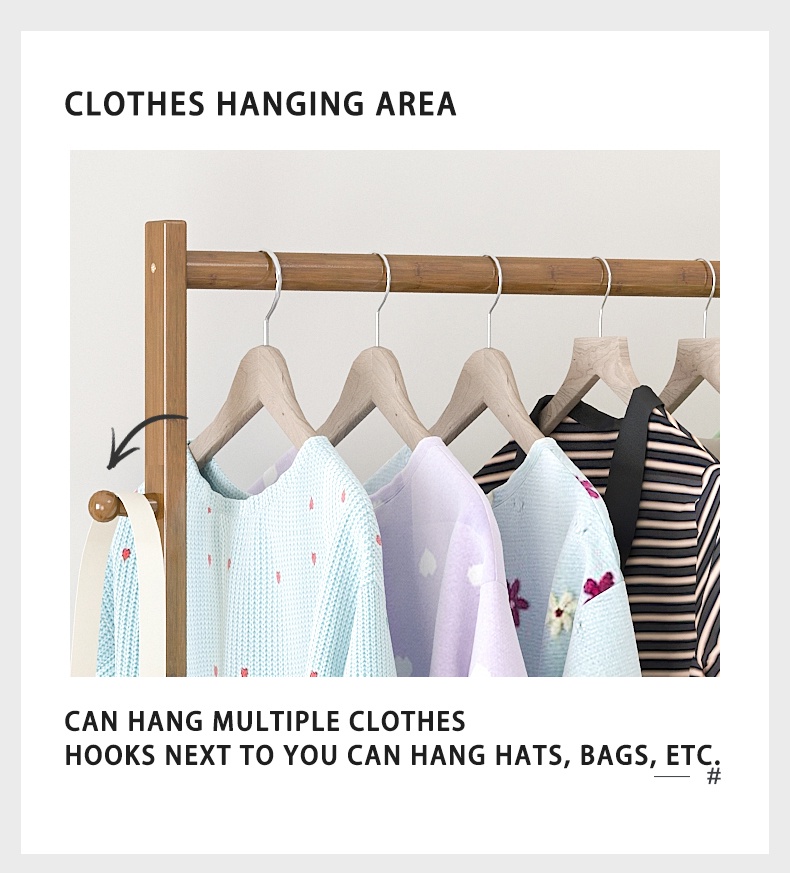 Sanxun Clothes Hanger Rack Floor Wardrobe Bamboo Clothes Rack