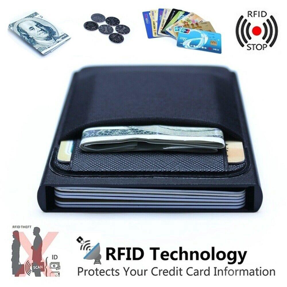 RFID Wallet Blocking Men Aluminum ID Credit Card Holder Pop Up Coin ...