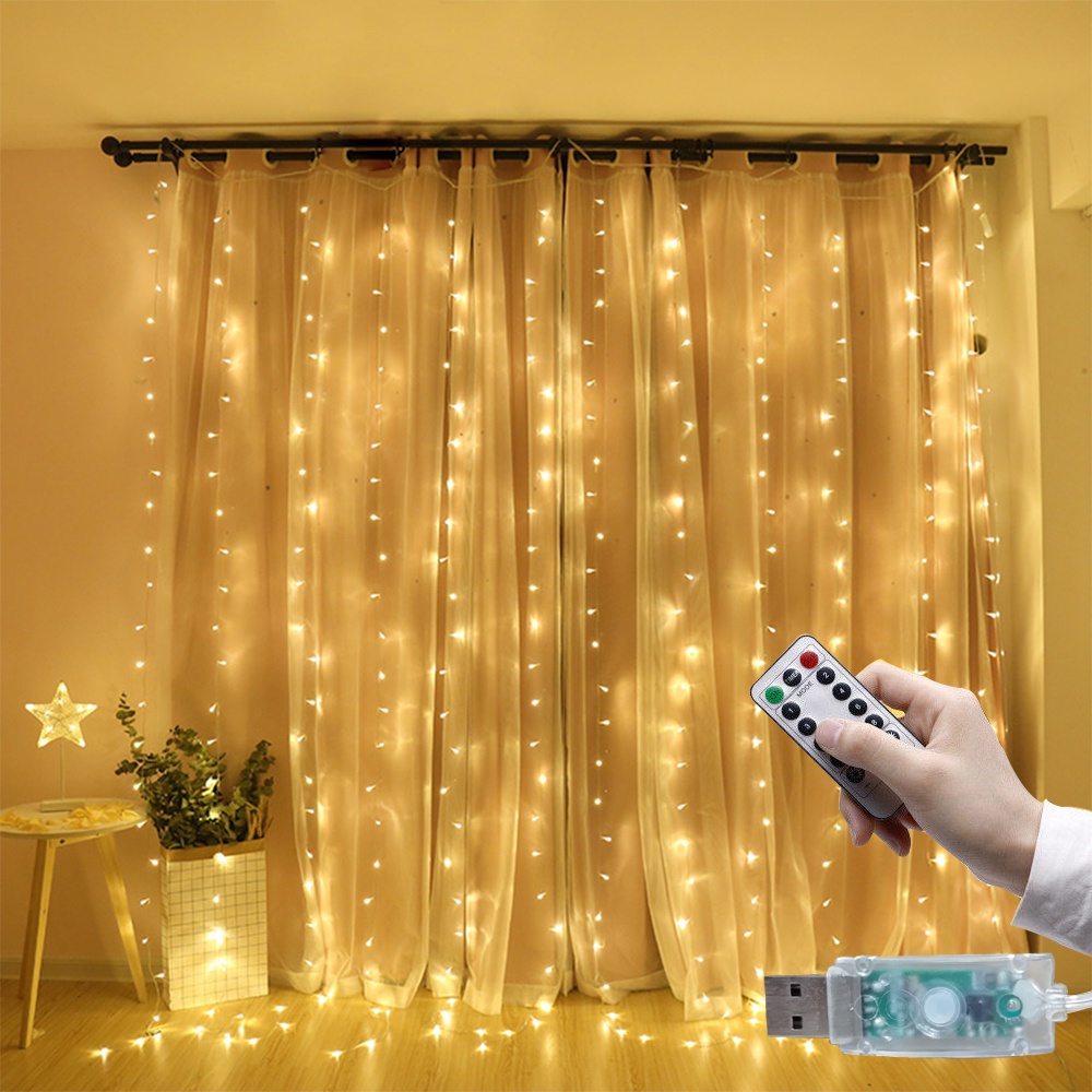 USB Power 3M Remote Control Fairy Lights Curtain Christmas Garland LED