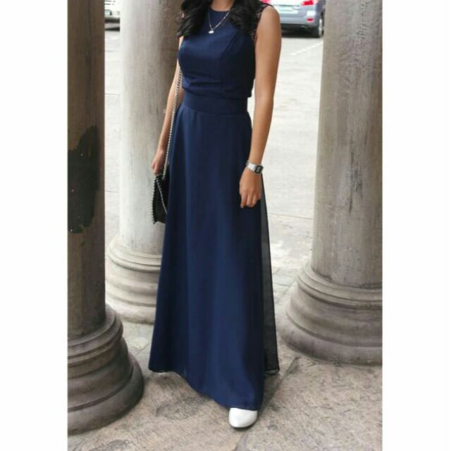 midnight blue long dress