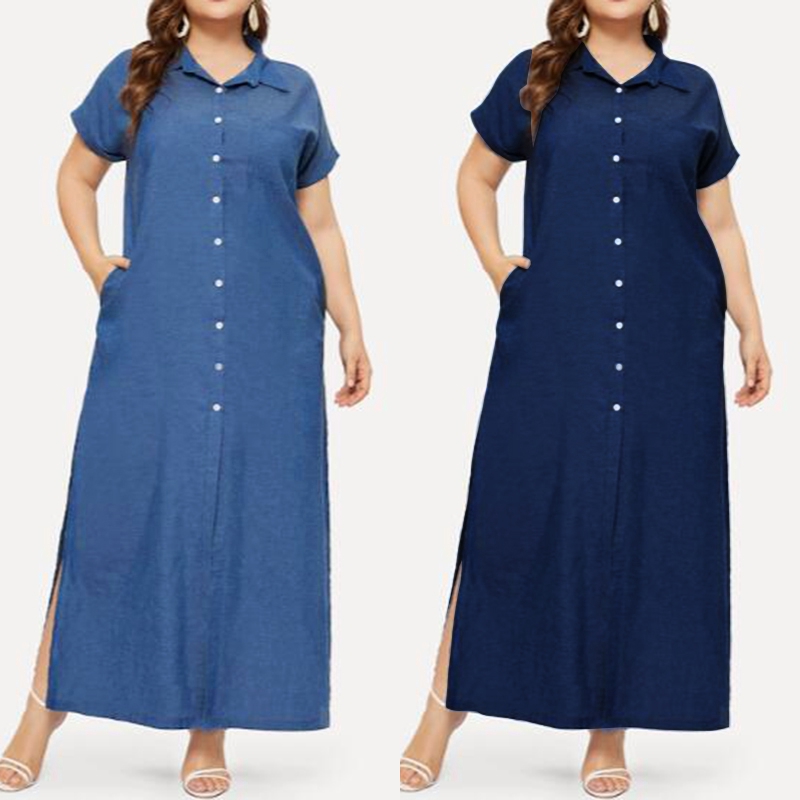 denim button down maxi dress