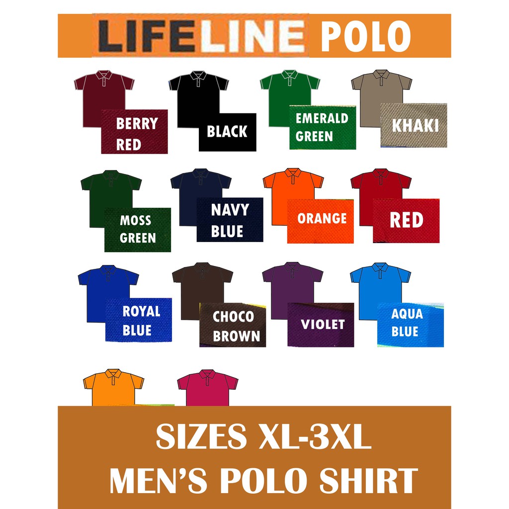 LIFELINE MEN'S POLO SHIRT XL 2XL 3XL* Shopee Philippines