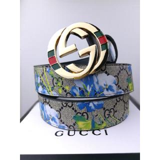 gucci blue floral belt