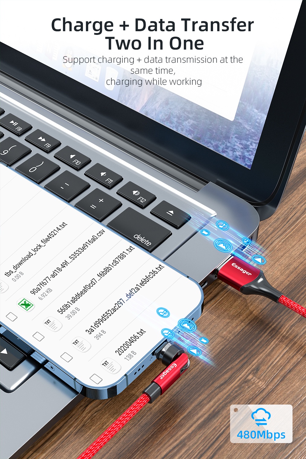 Essager 540 Rotate Cable 3A Fast Charging Micro USB Type C