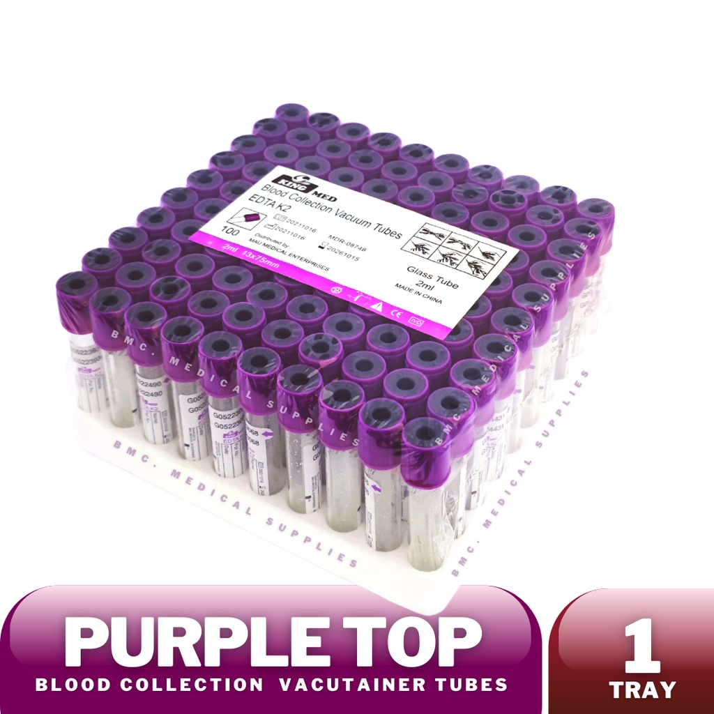 EDTA (2ml) Purple Top Tubes (Blood Collection Vacuum Tubes) ANY BRAND